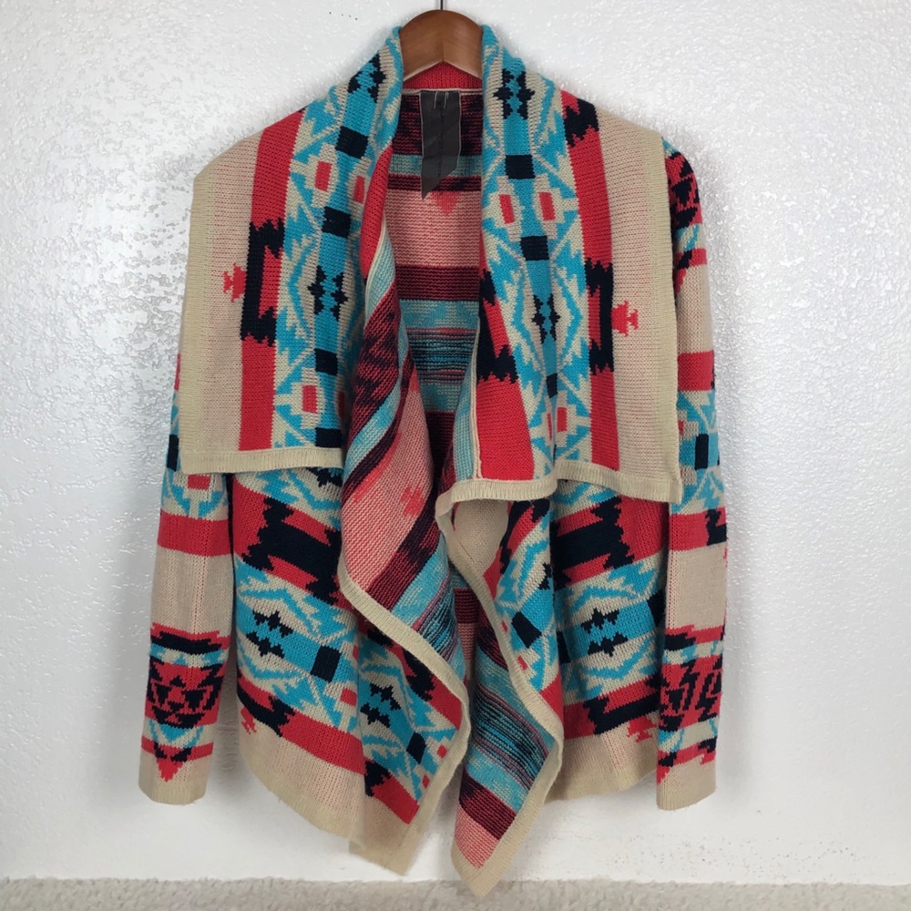 Moon Collection Tribal Southwest Drape Cardigan M